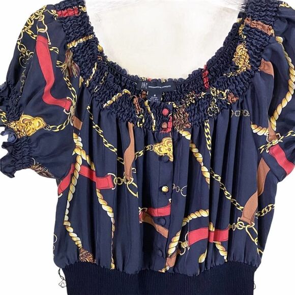Vintage Baroque Inc International Silk Graphic Top Size 6 - Picture 2 of 5